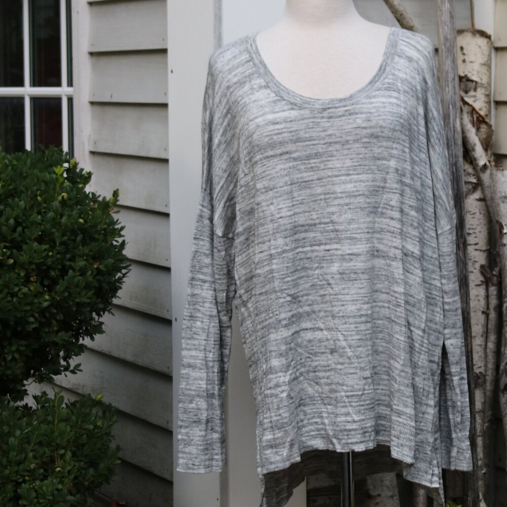 GAP Plus Size Grey Heather Scoop Neck Long Sleeve Cotton Tunic Sz XXL